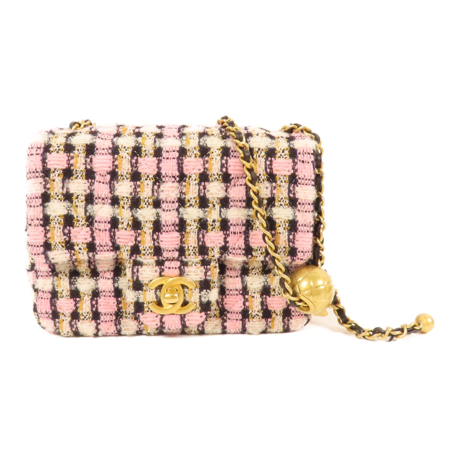 CHANEL 【激減優惠】粗花呢Chain Shoulder金扣鏈帶肩背袋