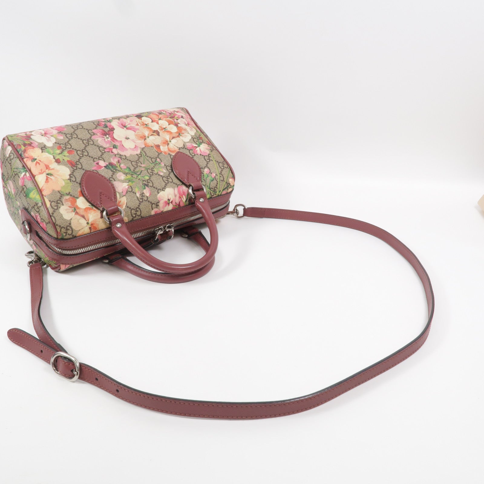 GUCCI 塗層帆布GG Supreme Blooms Boston Bag手挽肩背兩用袋