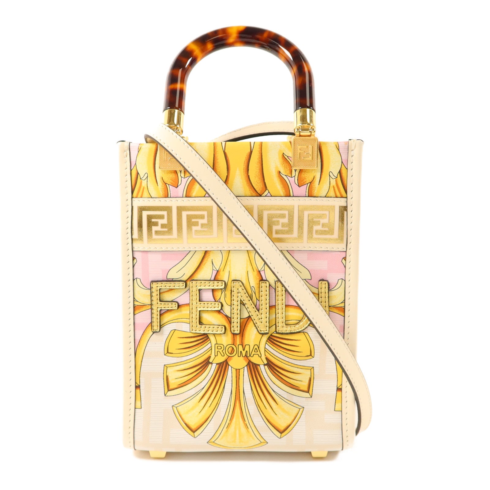 FENDI 【激減優惠】牛皮皮革Sunshine Mini金扣手挽肩背兩用袋