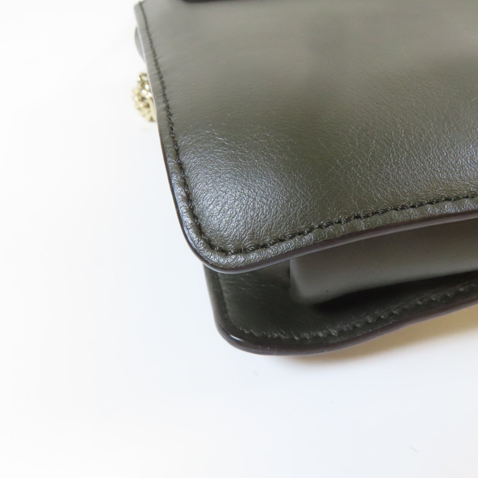 Chloe 牛皮皮革Shoulder Bag銀扣肩背袋黑色/綠色
