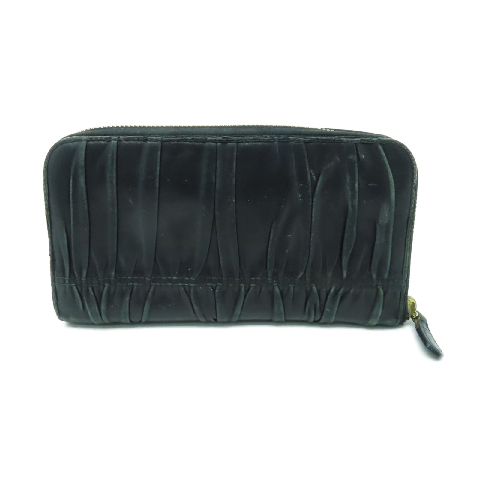 PRADA 【清倉大減價】皮革Zipper Long Wallet金扣長錢包黑色