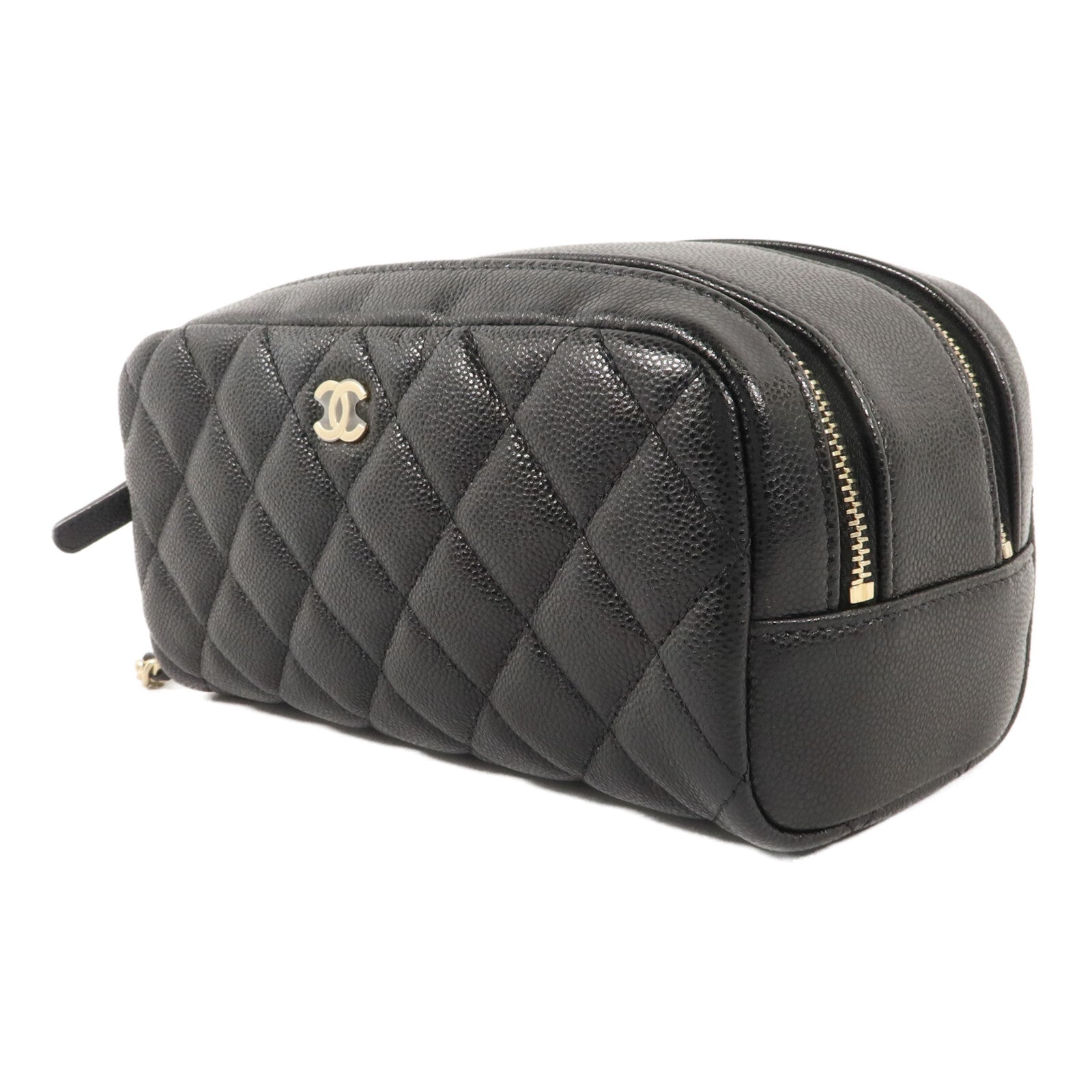 CHANEL 牛皮皮革Classic Double Zipper Cosmetic Bag小袋