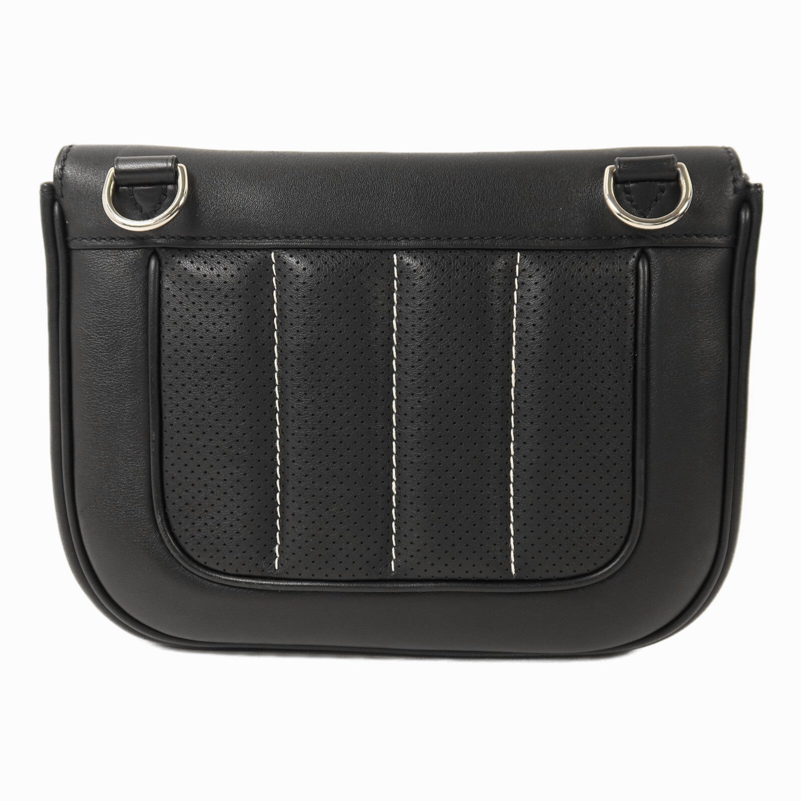 HERMES Swift皮革Mini Berline銀扣肩背袋Noir