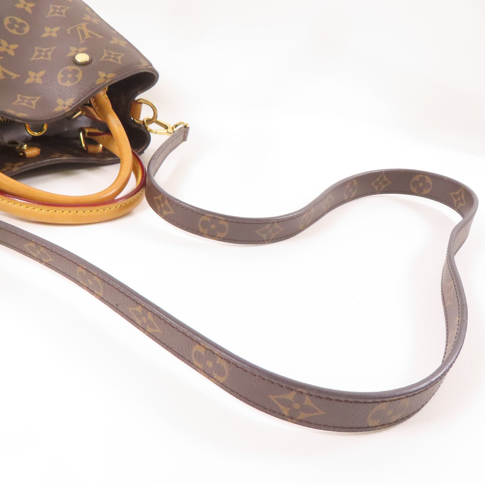 LOUIS VUITTON Monogram Montaigne BB金扣手挽肩背兩用袋啡色