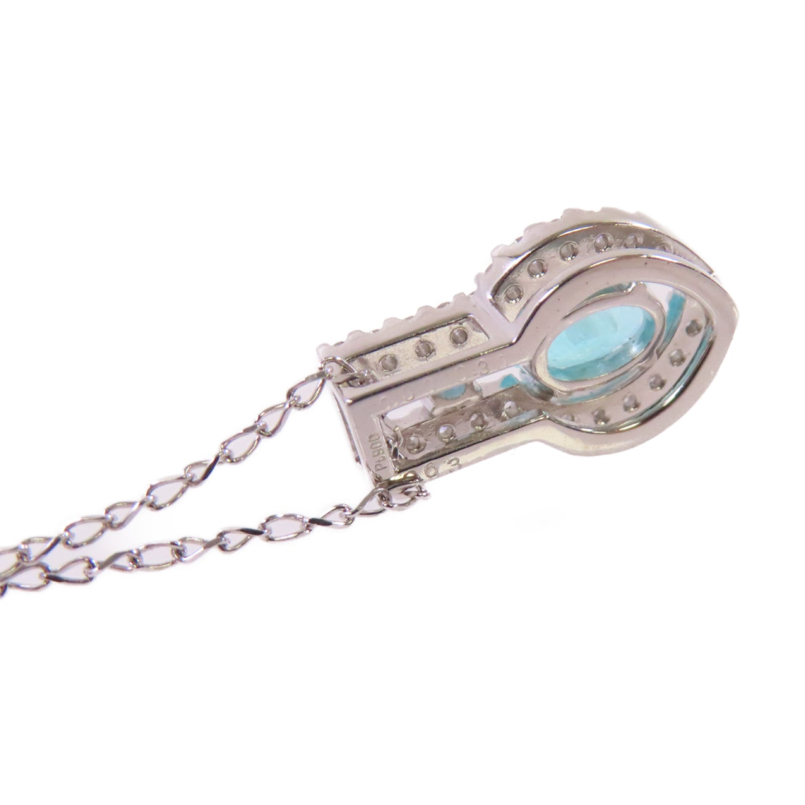 JEWELRY PT900/PT850鉑金/0.80ct碧壐/0.03/0.30ct鑽石Paraiba Tourmaline Diamond Necklace項鏈