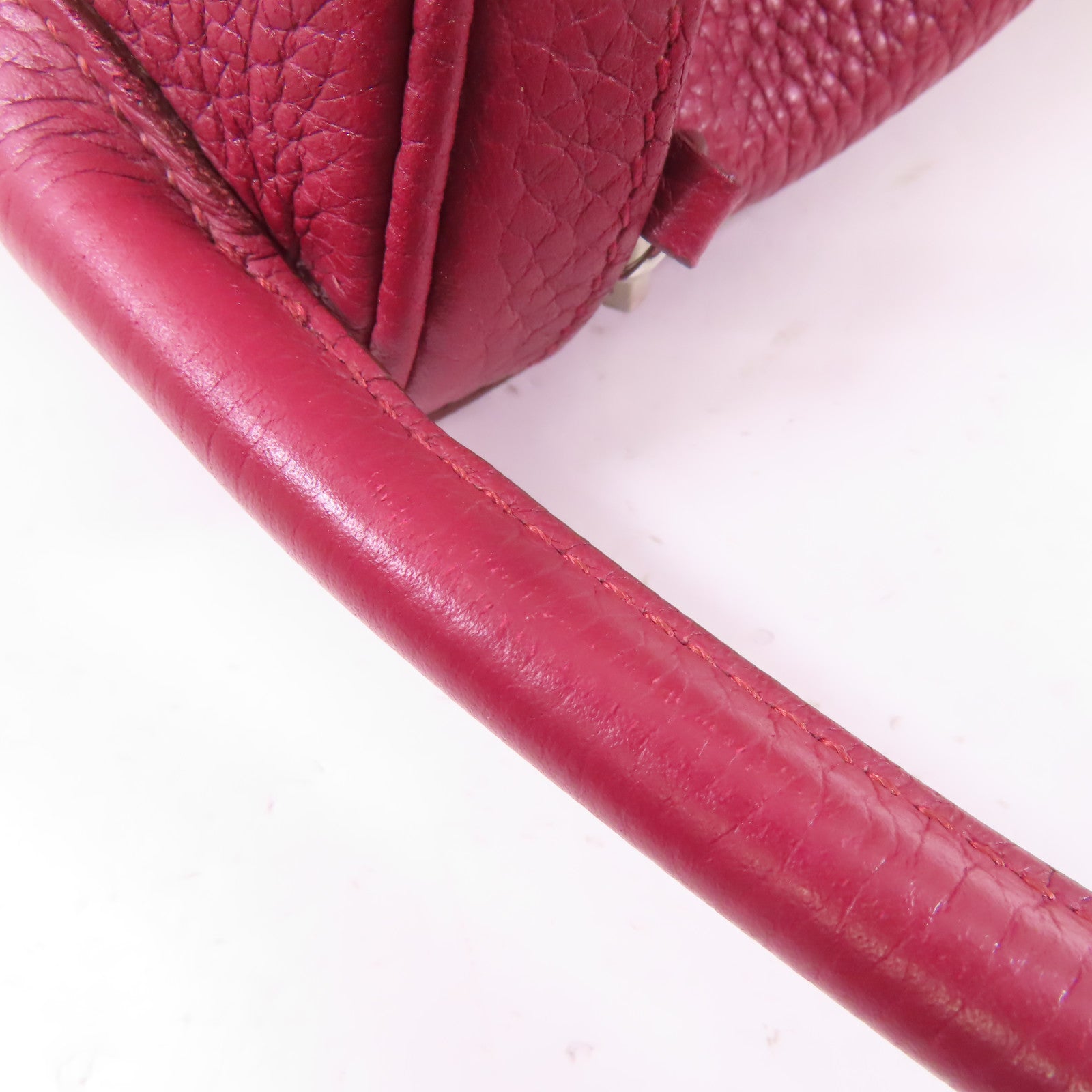 HERMES【激減優惠】 Clemence皮革Lindy 30銀扣手挽肩背兩用袋紅色