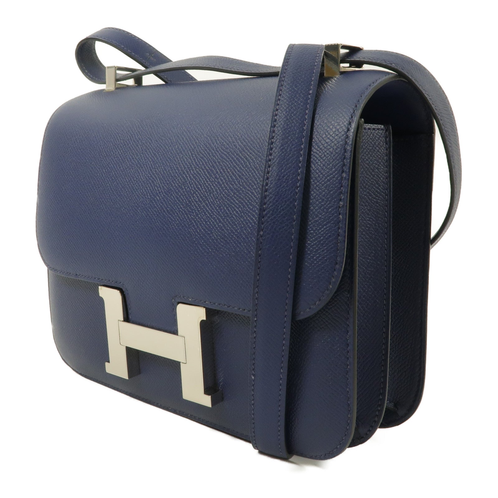 HERMES Epsom皮革Constance 24肩背袋Bleu Saphir