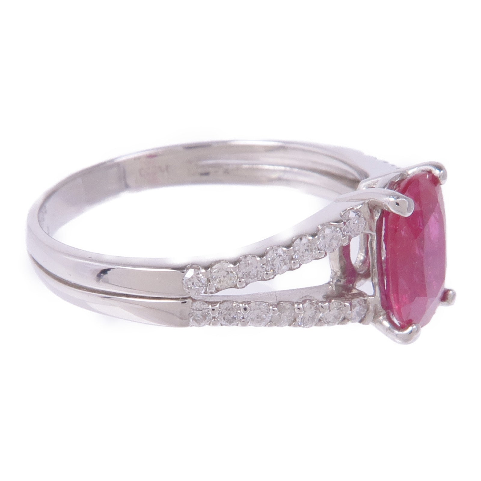 JEWELRY PT900鉑金Ruby Diamond Ring紅寶石/鑽石戒指US#7.75