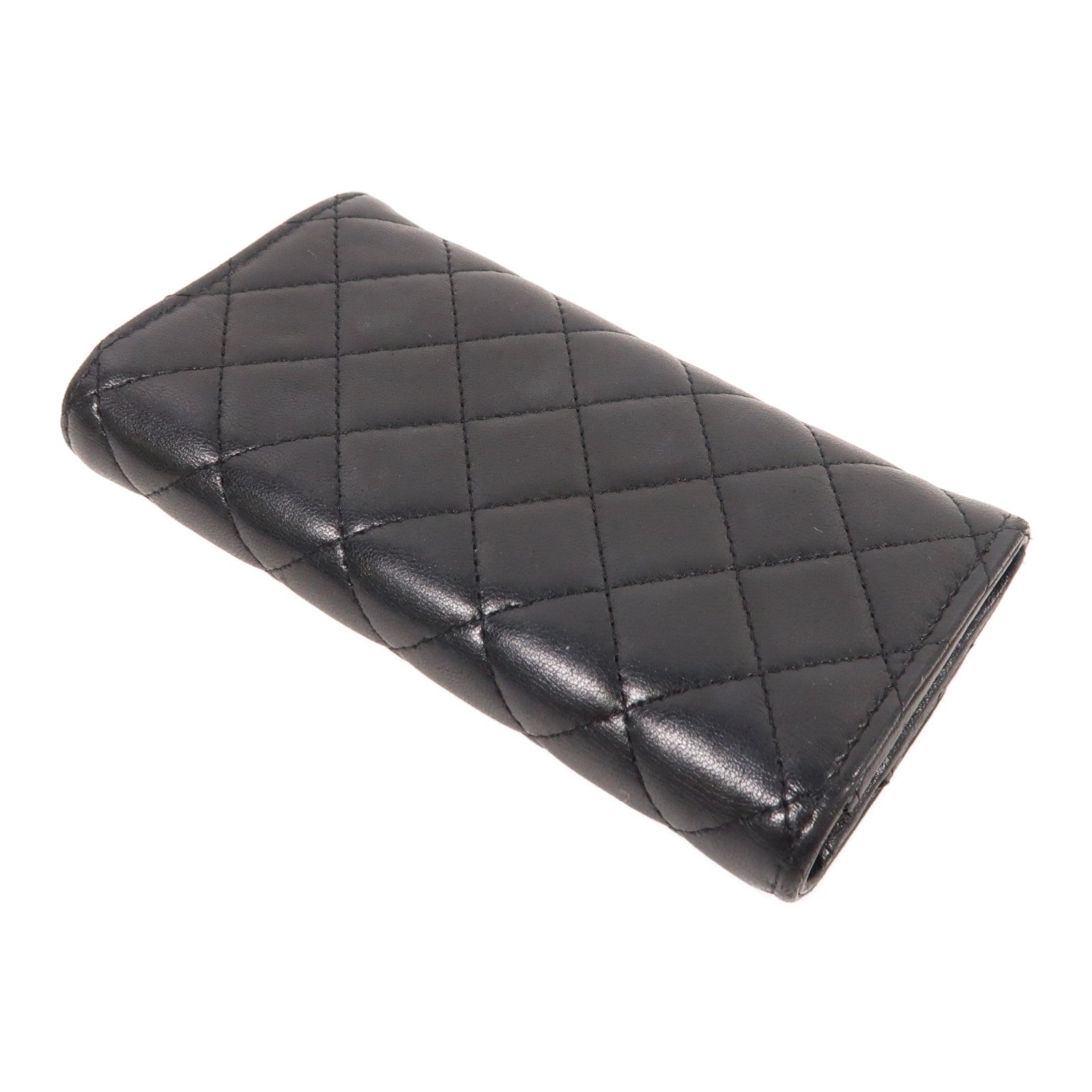 CHANEL 羊皮皮革Long Wallet金扣長錢包