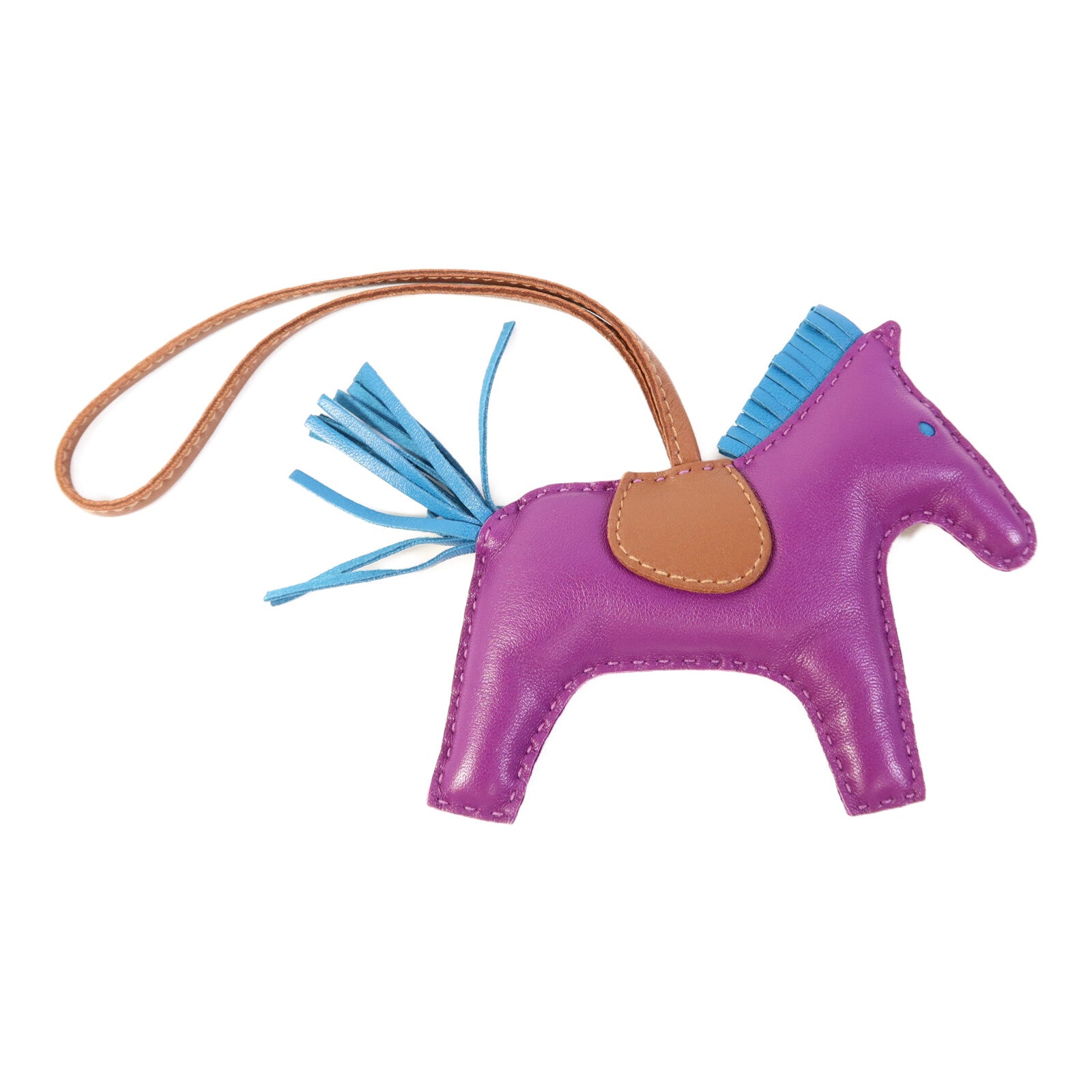 HERMES Milo皮革Rodeo MM掛飾Purple/Blue