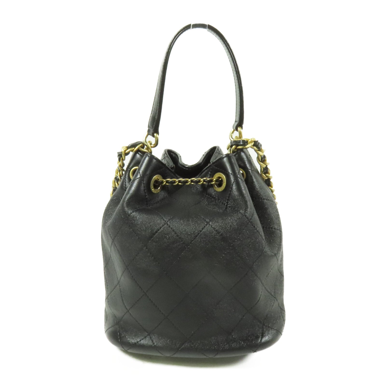 CHANEL 牛皮皮革Bucket Bag金扣手挽肩背兩用袋