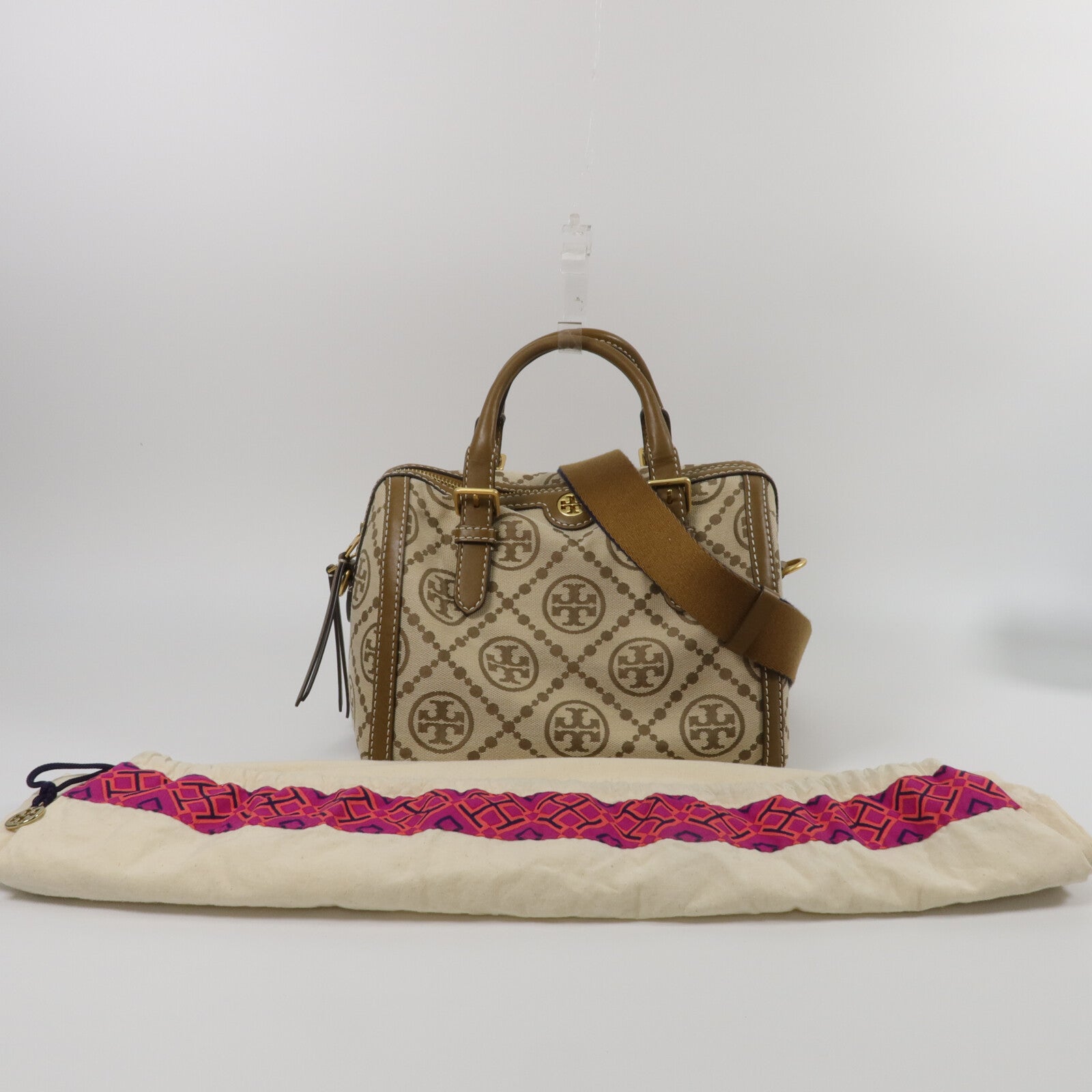 Tory Burch 帆布T Monogram Jacquard Barrel Bag手挽肩背兩用袋