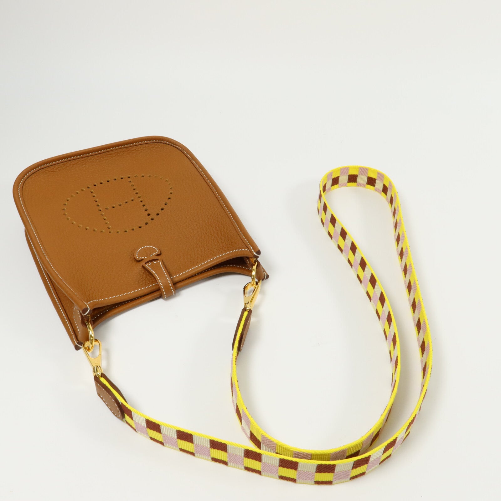 HERMES Clemence皮革Evelyne TPM肩背袋Gold