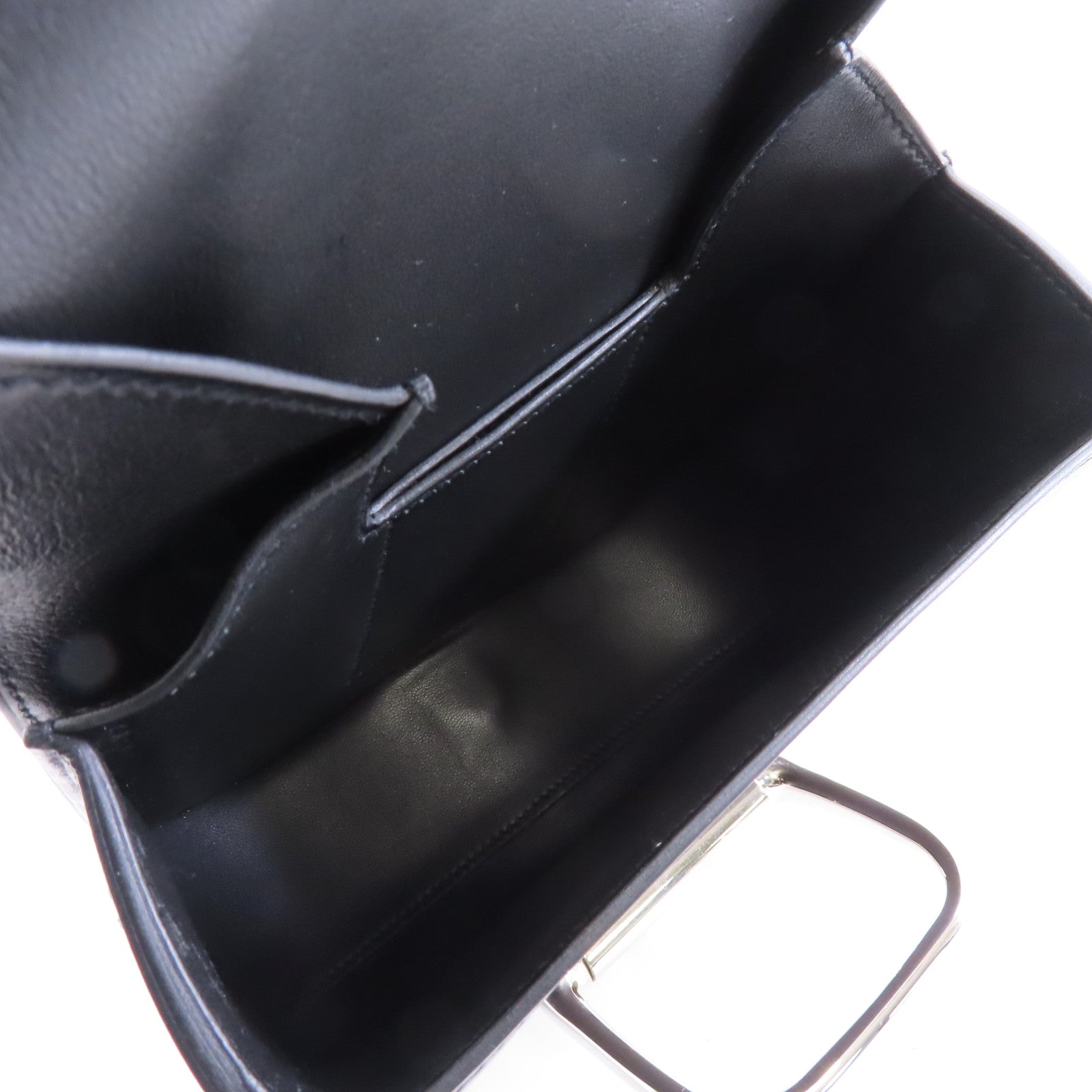 HERMES Evercolor皮革Della Cavalleria Mini銀扣肩背袋黑色