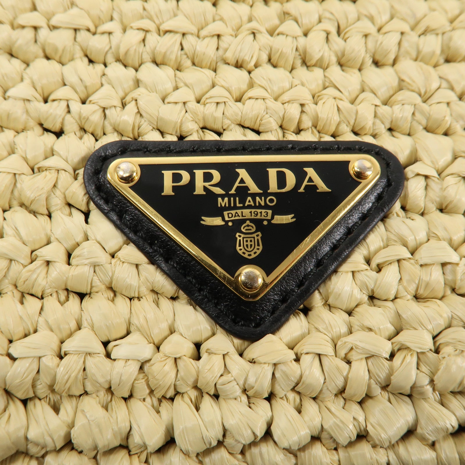 PRADA Raffia Crochet金扣肩背袋
