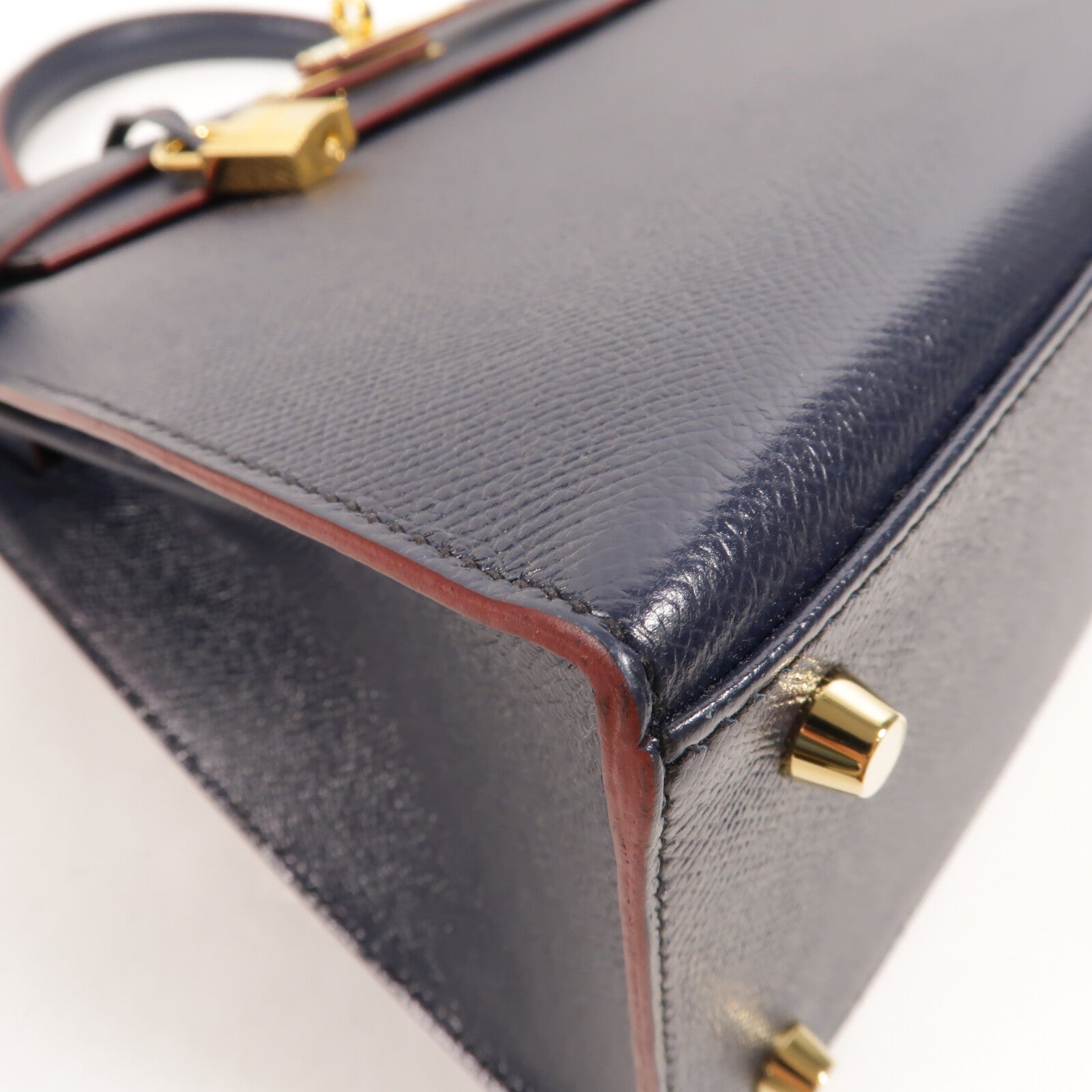 HERMES Epsom皮革Kelly 28手挽肩背兩用袋Bleu Indigo