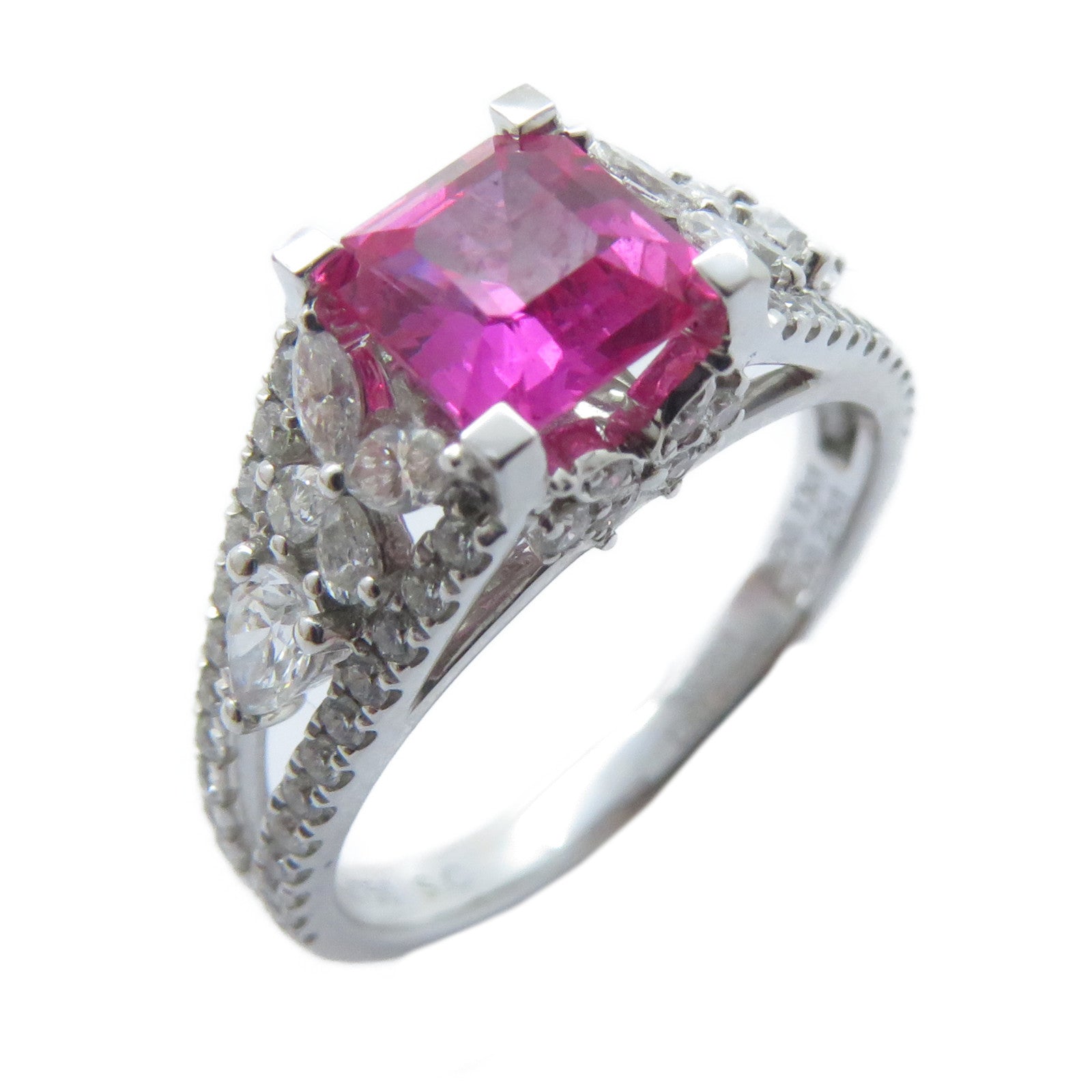 JEWELRY 18K白金Sapphire Ring 1.09ct紅寶石/0.33ct鑽石戒指US#5.75