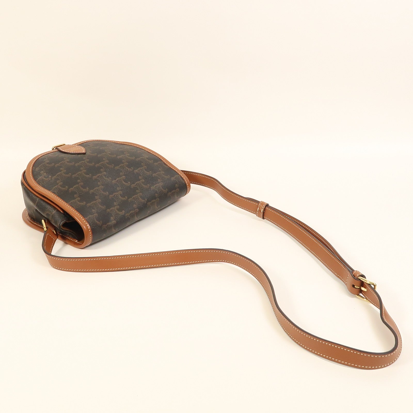 CELINE 塗層帆布Folco金扣肩背袋