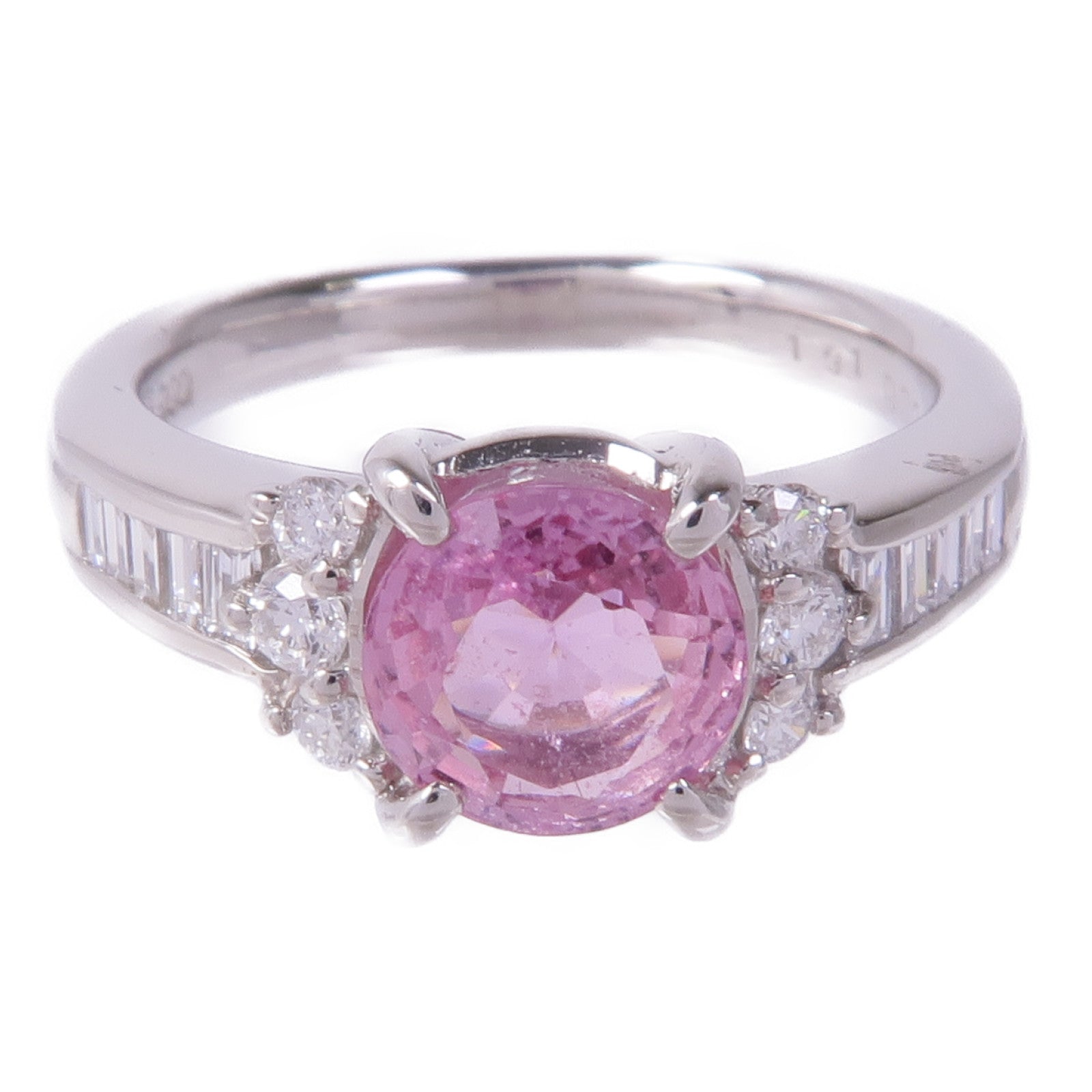 JEWELRY 【激減優惠】PT900鉑金Pink Sapphire Diamond Ring粉紅色藍寶石/鑽石戒指US#6.75