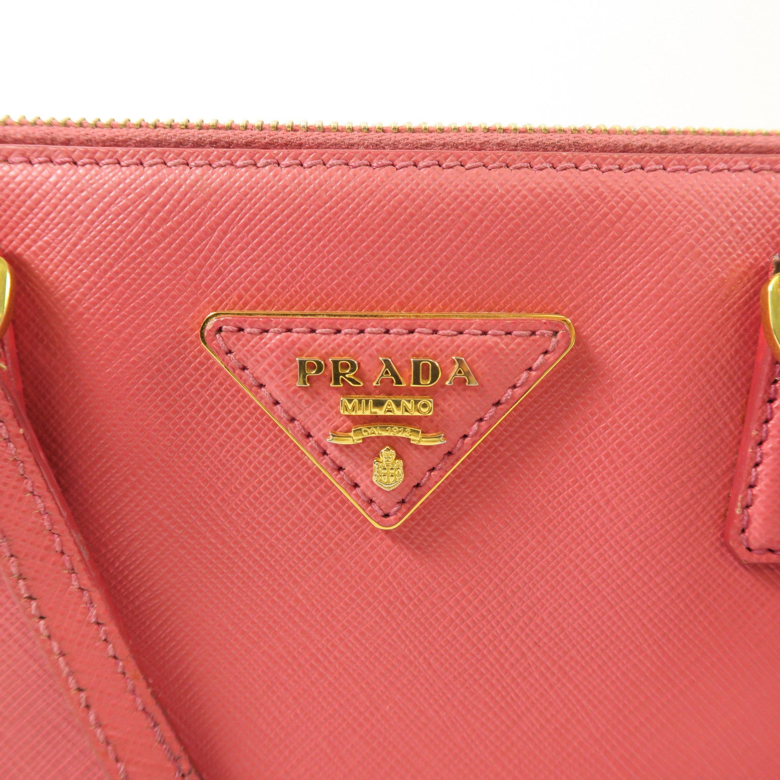 PRADA GHW 2 Way Shoulder Handbag Calfskin Leather Pink