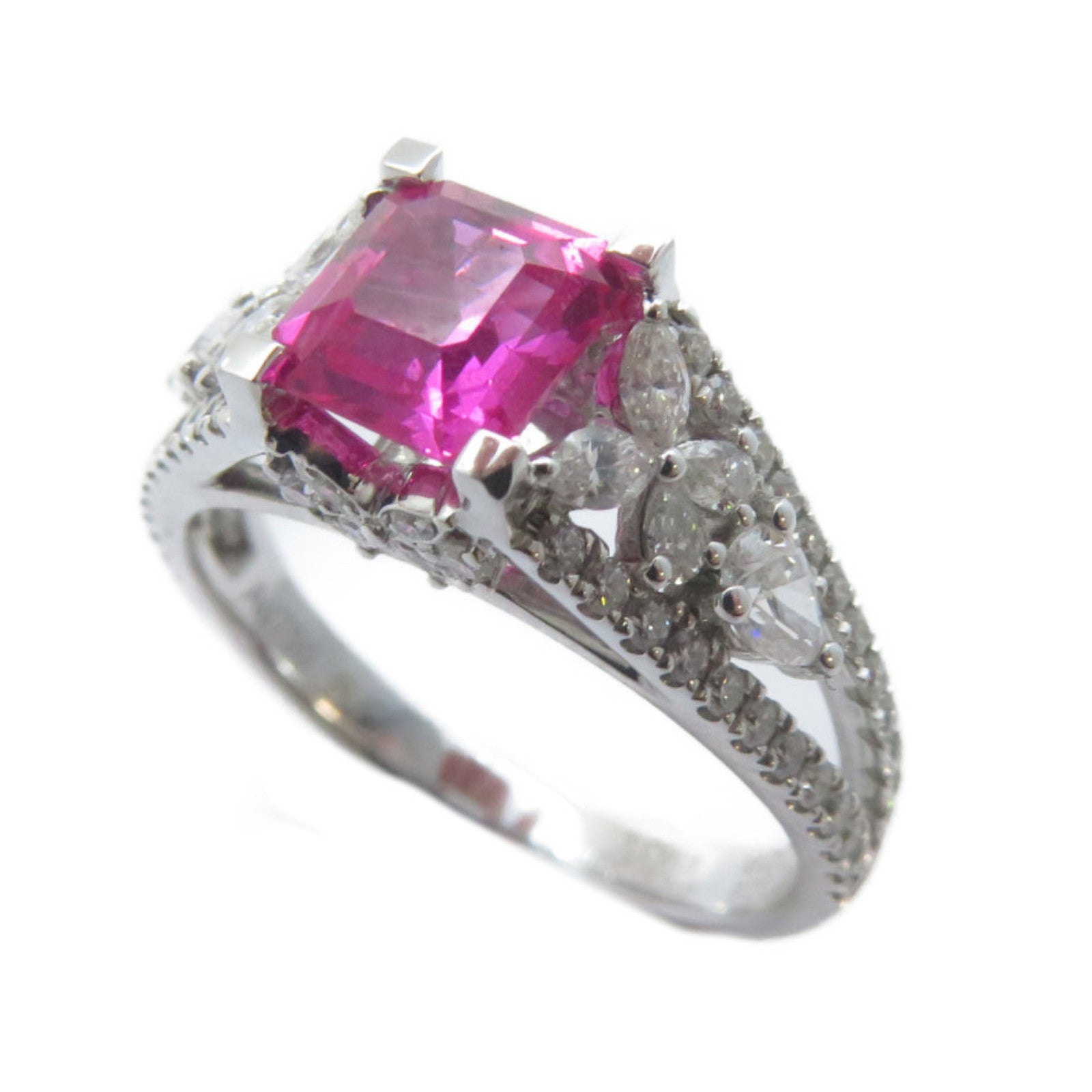 JEWELRY 18K白金Sapphire Ring 1.09ct紅寶石/0.33ct鑽石戒指US#5.75