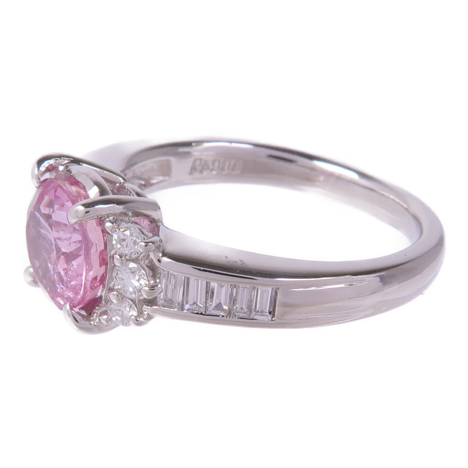 JEWELRY 【激減優惠】PT900鉑金Pink Sapphire Diamond Ring粉紅色藍寶石/鑽石戒指US#6.75