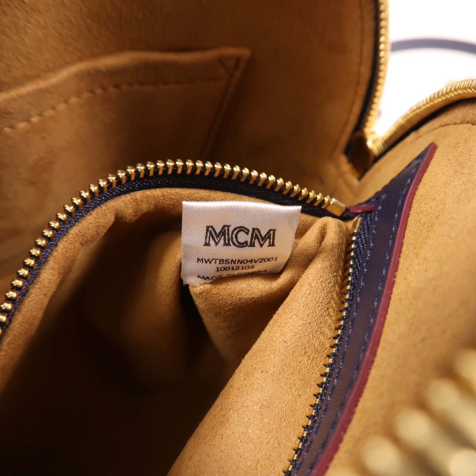 MCM GHW 2 Way Shoulder Hand Bag Calfskin Leather Blue