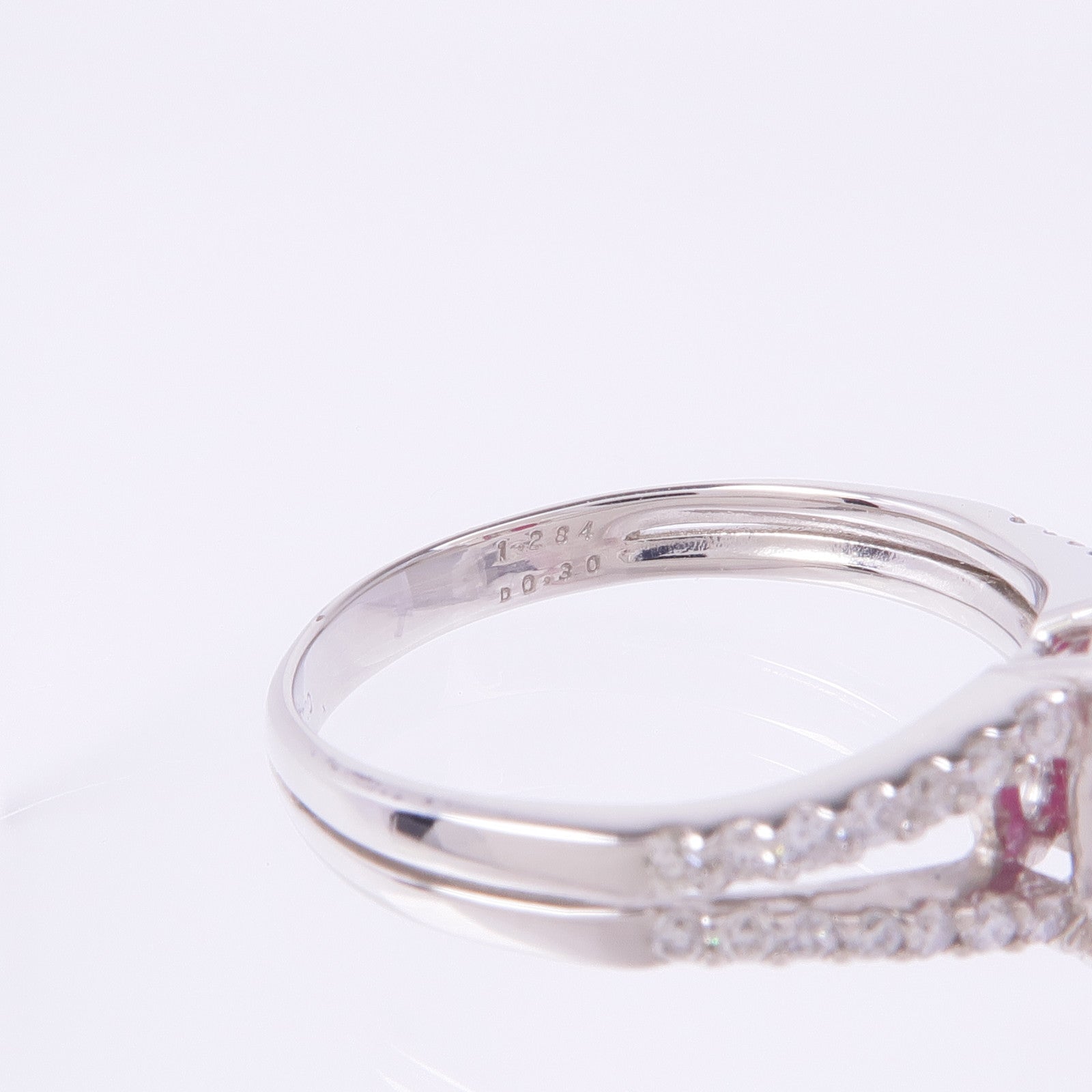 JEWELRY PT900鉑金Ruby Diamond Ring紅寶石/鑽石戒指US#7.75