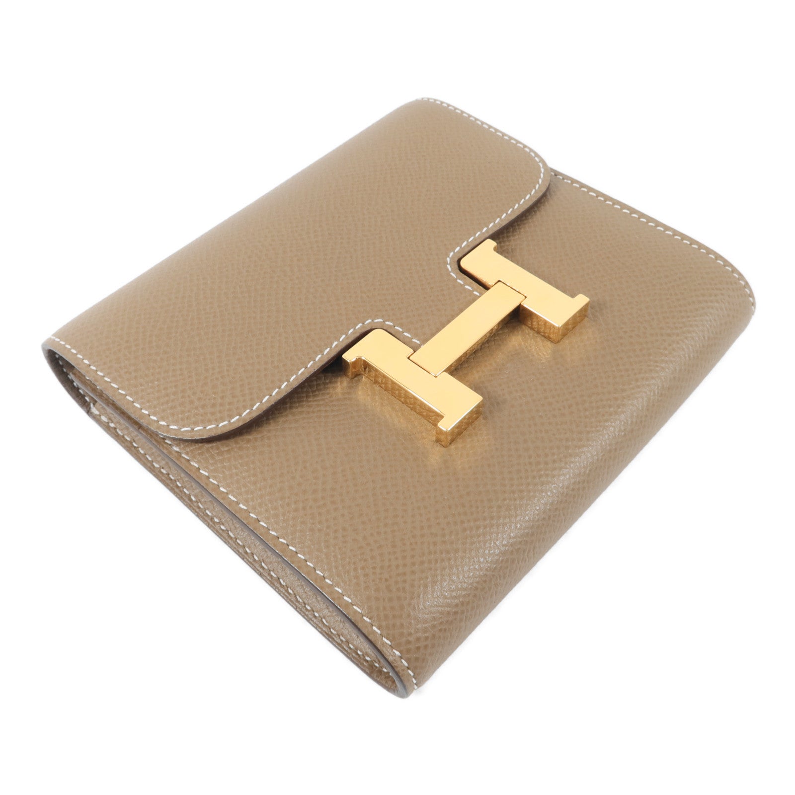 HERMES 【激減優惠】Epsom皮革Constance Compact Wallet錢包Etoupe