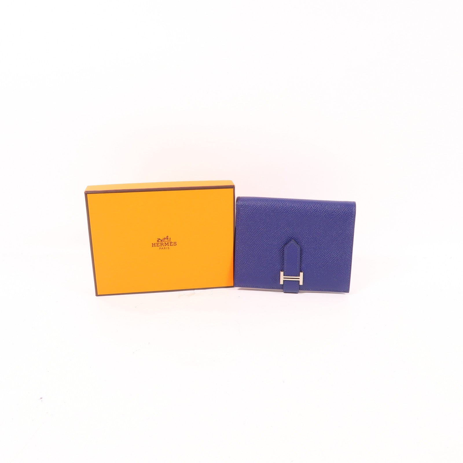 HERMES Epsom皮革Bearn Wallet銀扣錢包Deep Bleu/Bleu Electrique