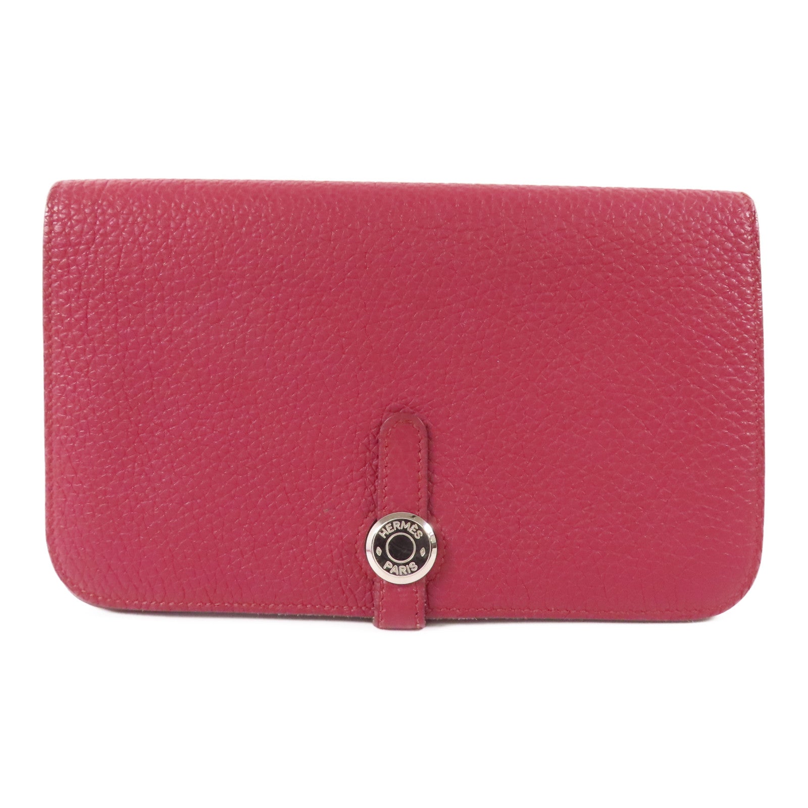 HERMES PHW Dogon GM Long Wallet Clemence Leather B5 Rubis