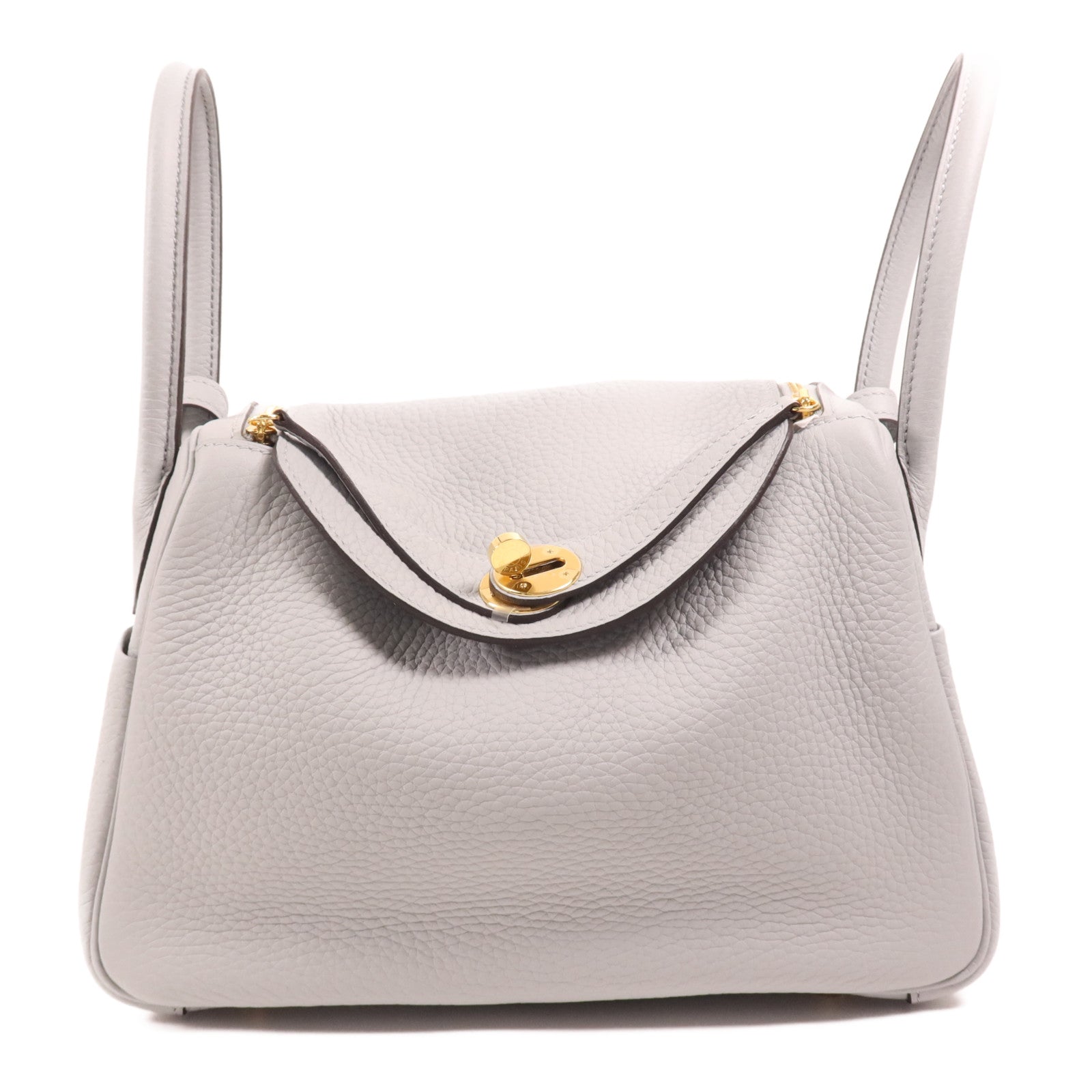 HERMES Clemence皮革Lindy 26金扣手挽肩背兩用袋Blue Glacier