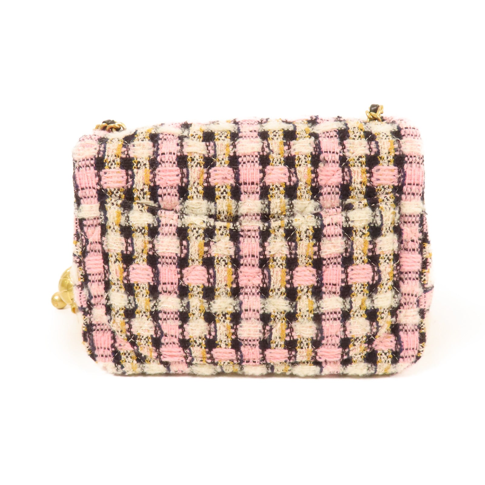 CHANEL 粗花呢Chain Shoulder金扣鏈帶肩背袋