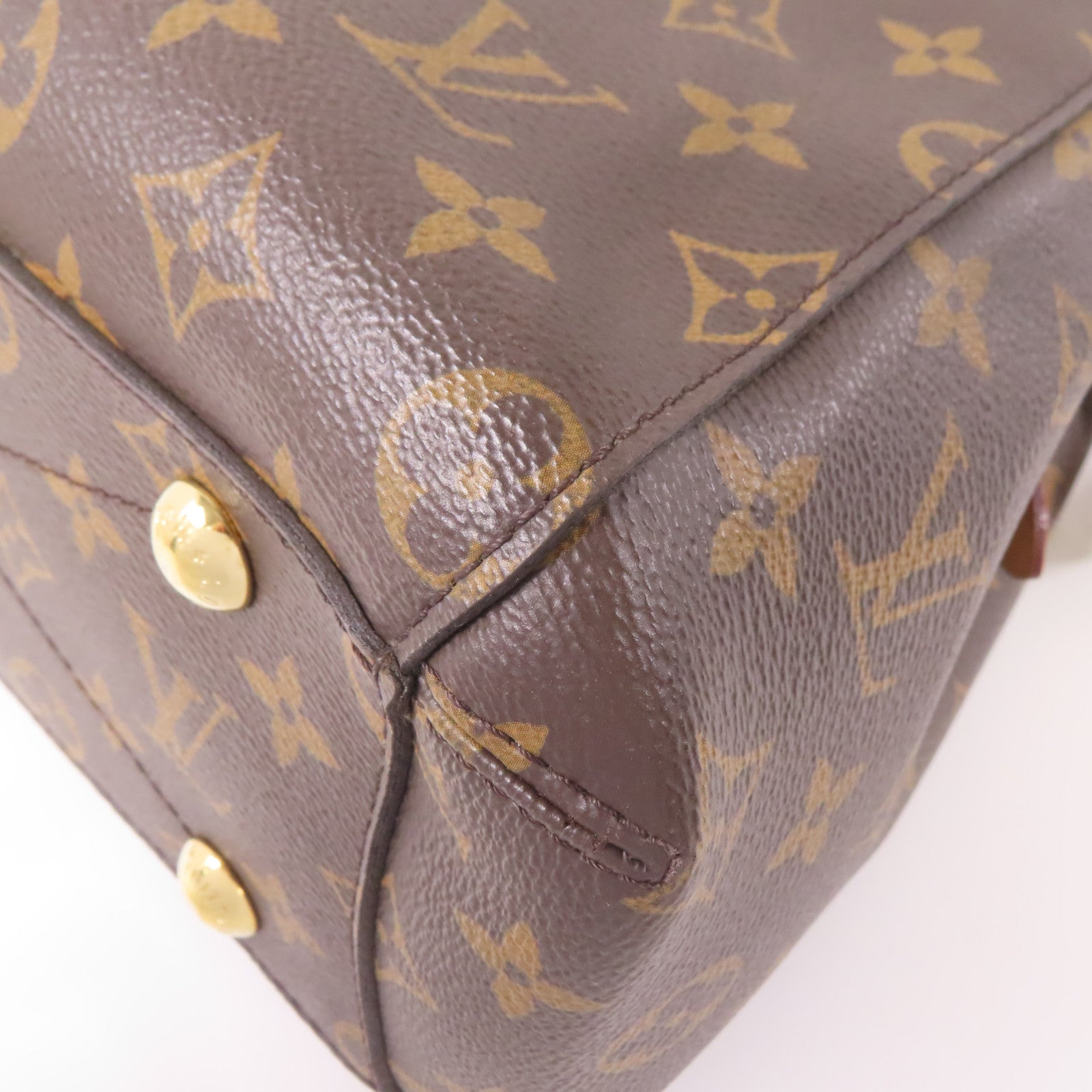 LOUIS VUITTON Monogram Montaigne BB金扣手挽肩背兩用袋啡色