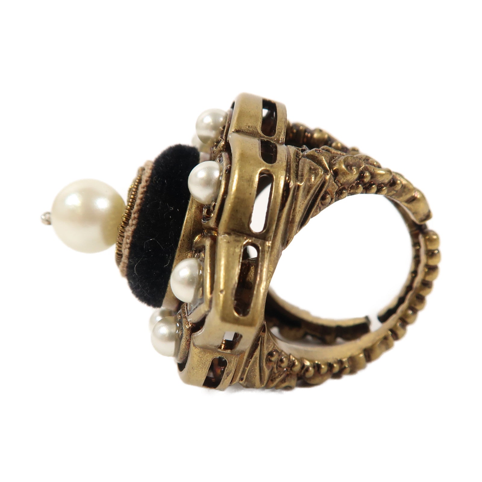 GUCCI 金屬Ring戒指黑色/金色US#7.5