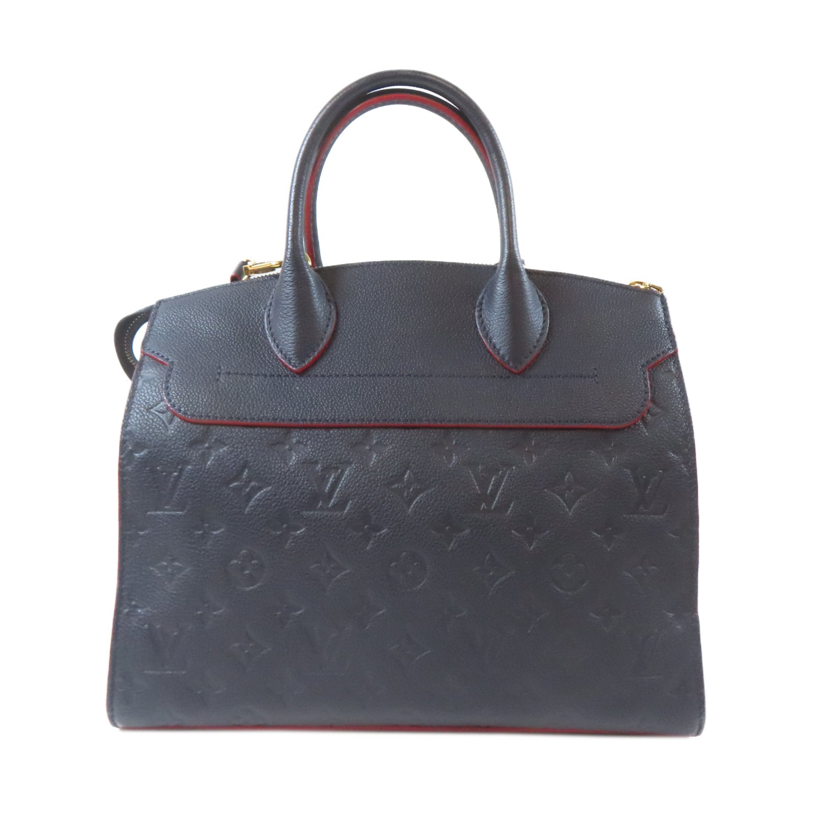 LOUIS VUITTON Monogram Empreinte Pont Neuf MM金扣手挽肩背兩用袋深藍色