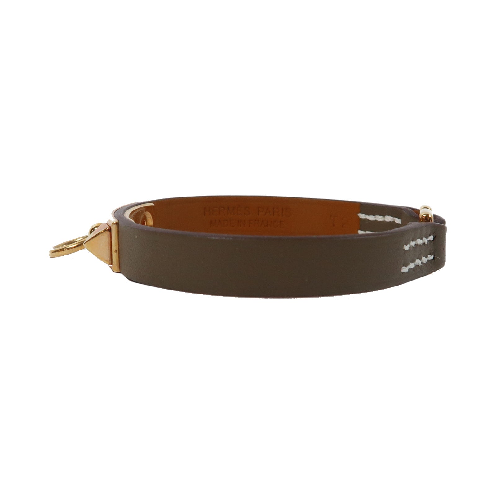 HERMES Swift皮革Rivale Mini Bracelet金扣手鐲象灰色