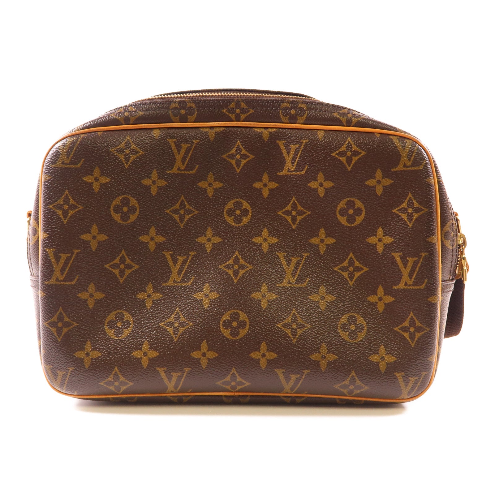 LOUIS VUITTON Monogram Reporter PM金扣肩背袋棕色