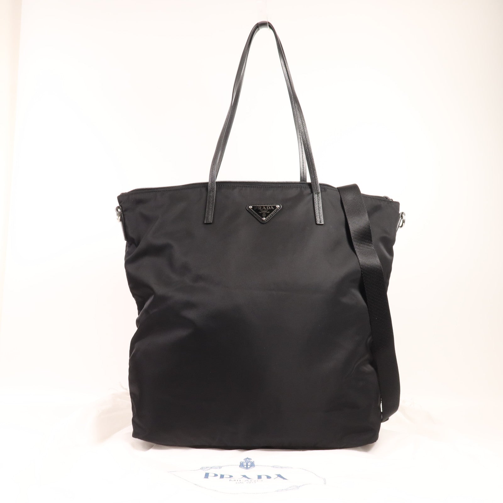 PRADA 尼龍2 Way Shoulder銀扣手挽肩背兩用袋