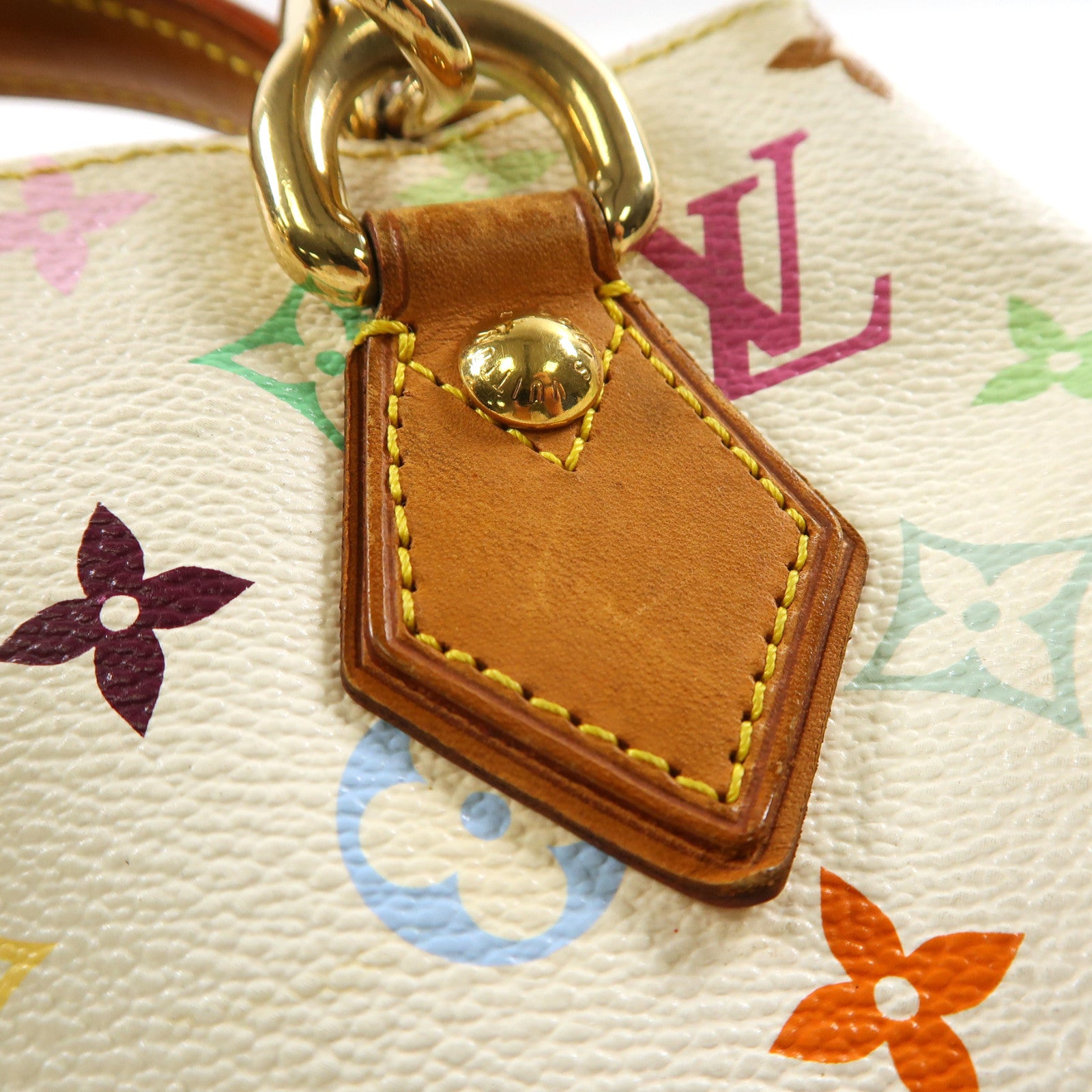 LOUIS VUITTON Monogram Multicolore Audra金扣手挽袋白色/彩色