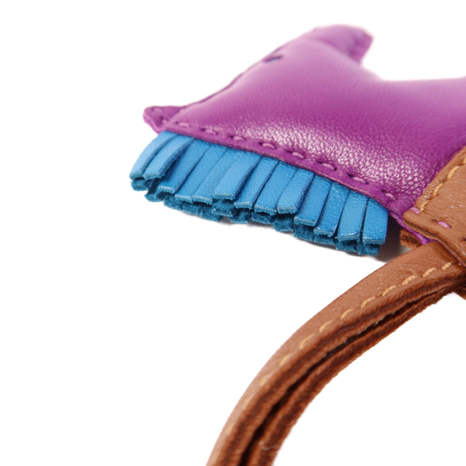 HERMES Milo皮革Rodeo MM掛飾Purple/Blue