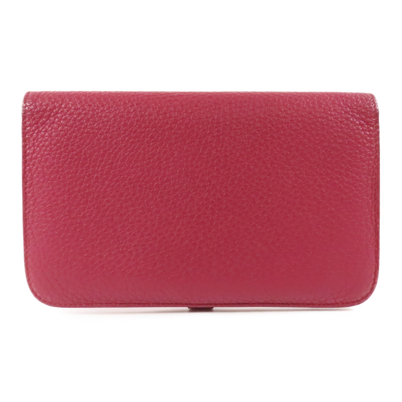 HERMES PHW Dogon GM Long Wallet Clemence Leather B5 Rubis
