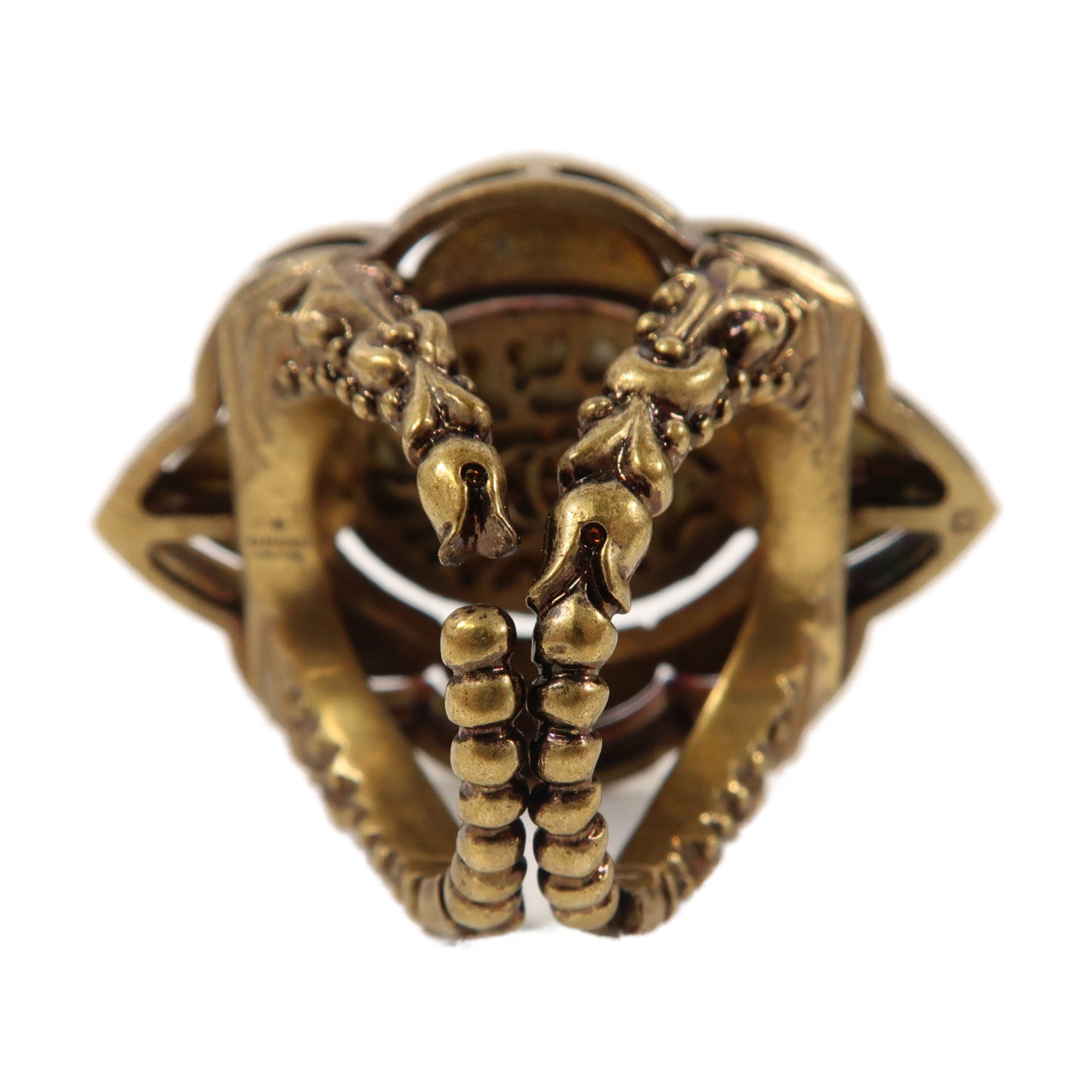 GUCCI 金屬Ring戒指黑色/金色US#7.5