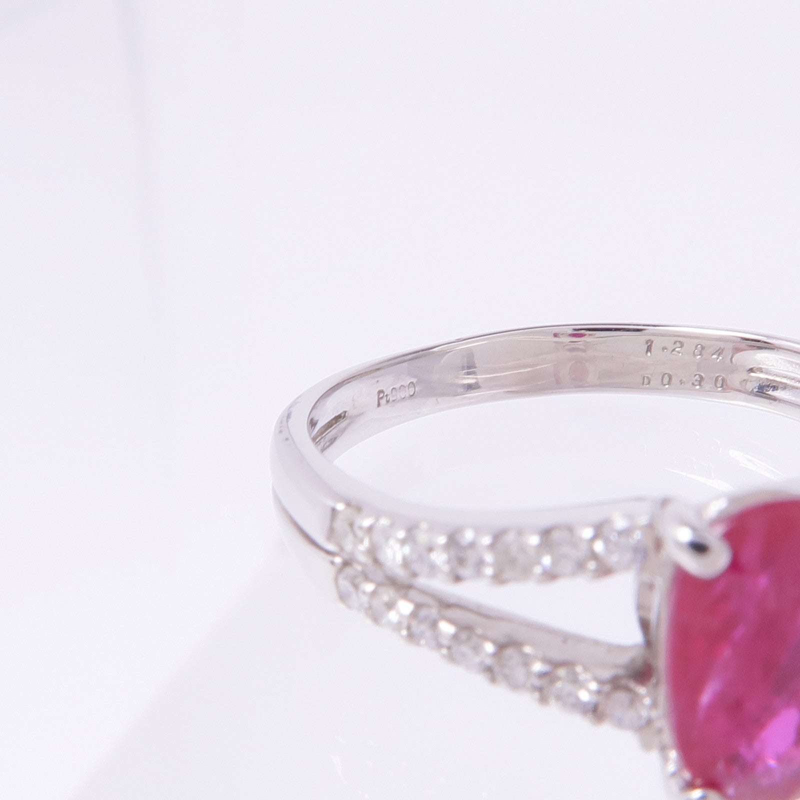 JEWELRY PT900鉑金Ruby Diamond Ring紅寶石/鑽石戒指US#7.75