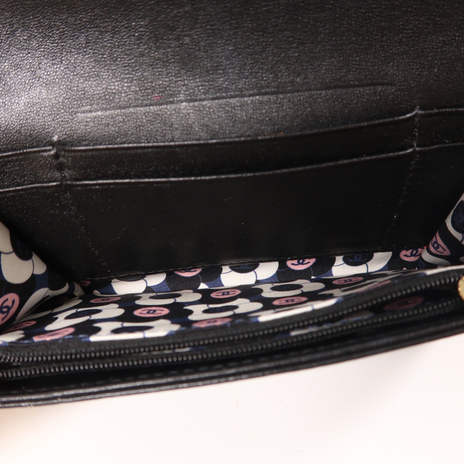 CHANEL 羊皮皮革Long Wallet金扣長錢包