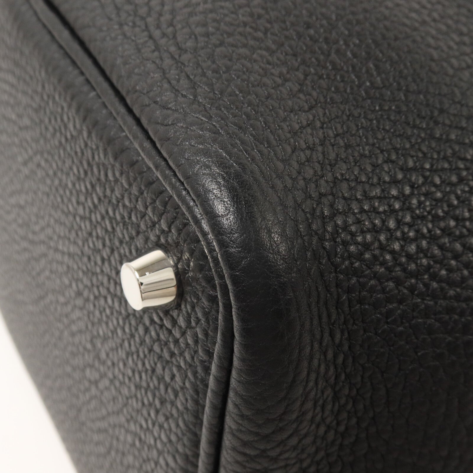 HERMES Clemence皮革Picotin PM手挽袋Noir
