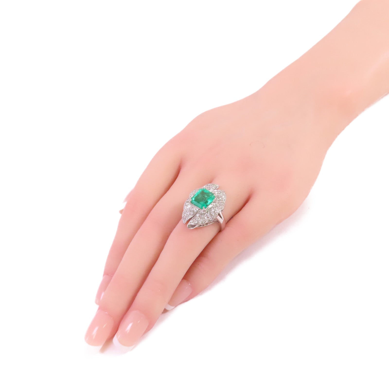 JEWELRY 【激減優惠】PT900鉑金/3.22ct綠寶石/0.82ct鑚石Emerald Diamond Ring戒指US#6.25