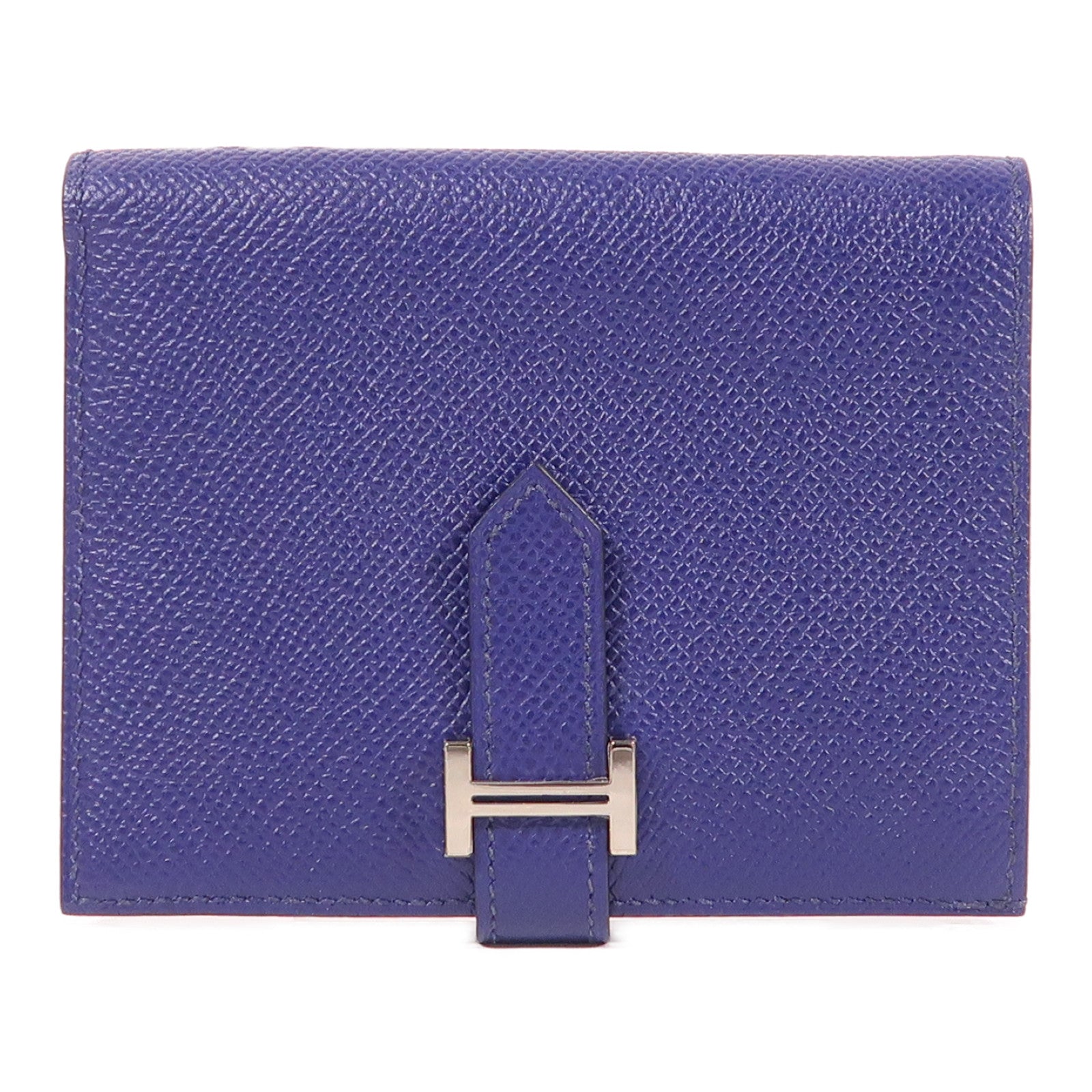 HERMES Epsom皮革Bearn Wallet銀扣錢包Deep Bleu/Bleu Electrique