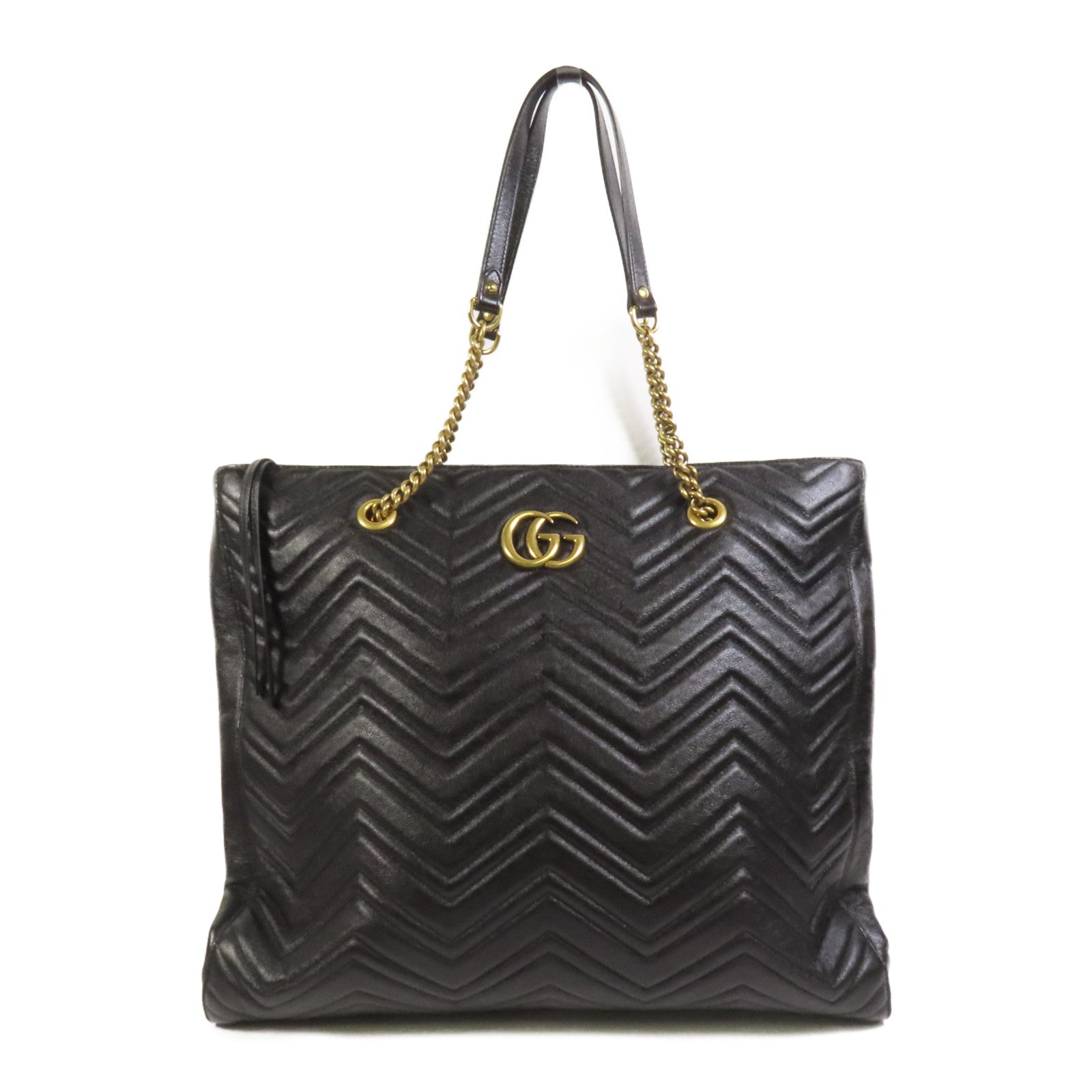 GUCCI 牛皮皮革GG Marmont Tote Bag金扣鏈帶手挽袋