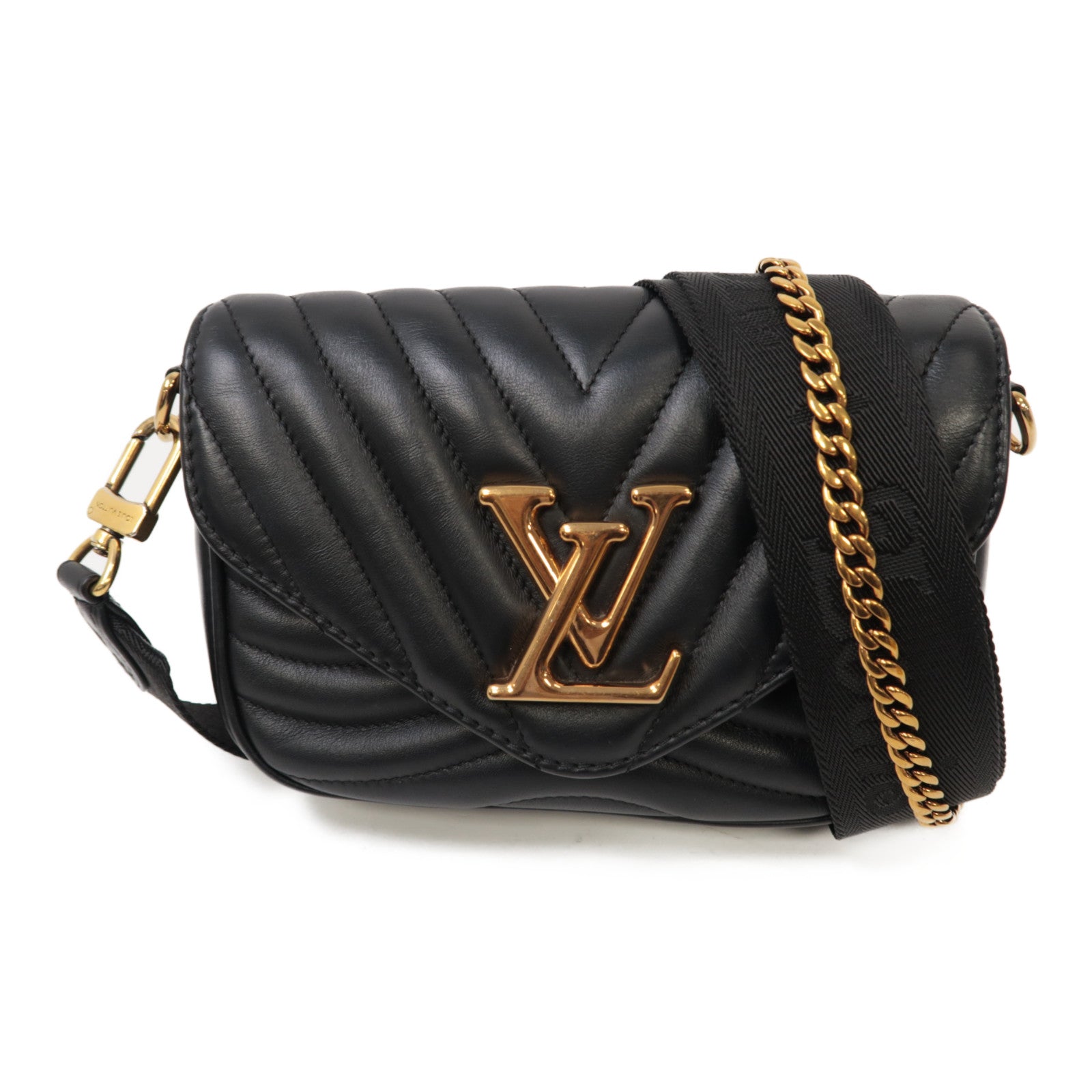 LOUIS VUITTON LV GHW New Wave 2 Way Bag M56461 Calfskin Leather Black